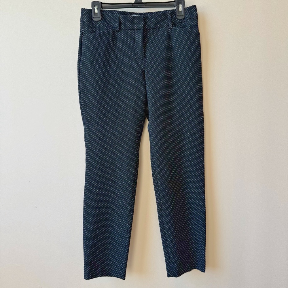 Express Editor Pants Women’s Size 4 Black w/ Blue Gray Polka dot Business Office